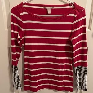 Striped Long Sleeve Boat Neck Shirt
